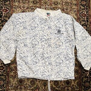 Charlestown White and Blue Women's Waffle Fabric Cotton Sweatshirt Size 10